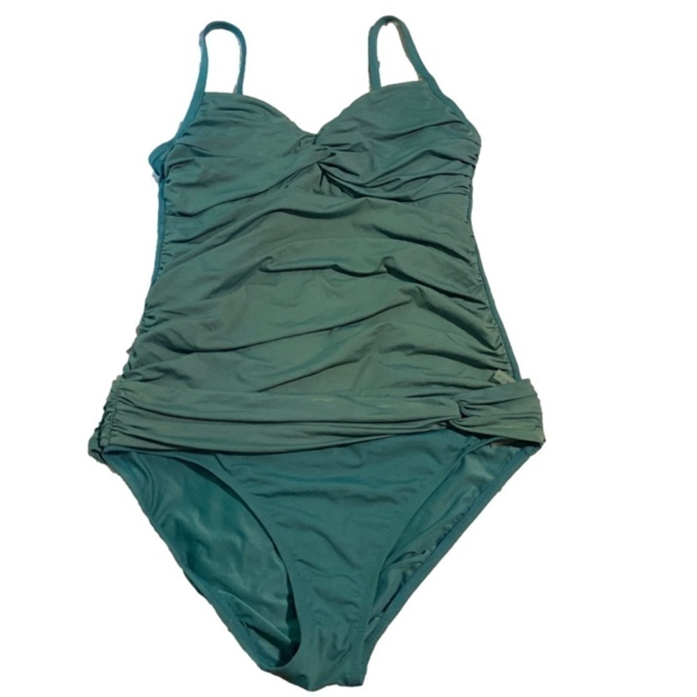 2 Pc Bathing Suit Bleu By Rod Beattie Sz 10 Tankini Set Adjustable Straps Swim